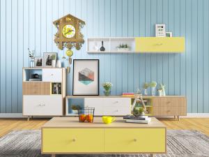 北欧实木拼接电视柜茶几边柜