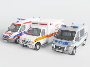 现代警车救护车3d模型 现代警车救护车