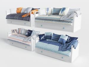 美式白色带抽屉的实木沙发床3d模型 美式白色带抽屉的实木沙发床