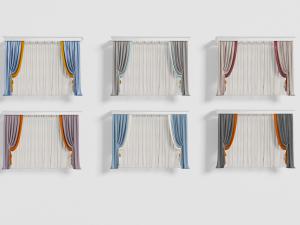 现代拼接窗帘窗纱3d模型 现代拼接窗帘窗纱