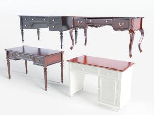 欧式实木书桌3d模型 欧式实木书桌