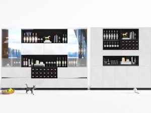 现代白色超宽玻璃柜门酒柜3d模型 现代白色超宽玻璃柜门酒柜