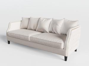 美式白色布艺多人沙发3d模型 美式白色布艺多人沙发