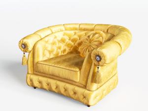 欧式金色布艺单人沙发3d模型 欧式金色布艺单人沙发