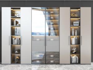 现代装饰灯带玻璃柜门的装饰柜酒柜3d模型 现代装饰灯带玻璃柜门的装饰柜酒柜