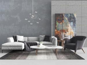 北欧布艺转角多人沙发单人沙发茶几组合