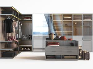 现代更衣室开放式玻璃柜门衣柜