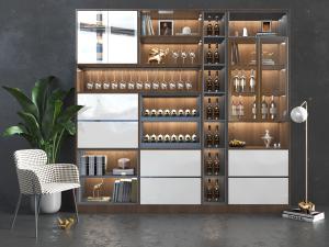 现代装饰灯带的开放式酒柜3d模型 现代装饰灯带的开放式酒柜