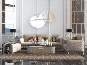 现代轻奢多人单人沙发茶几组合