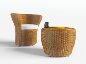 东南亚藤编单人沙发茶几组合3d模型 东南亚藤编单人沙发茶几组合