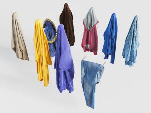 现代挂在墙面上的衣服3d模型 现代挂在墙面上的衣服