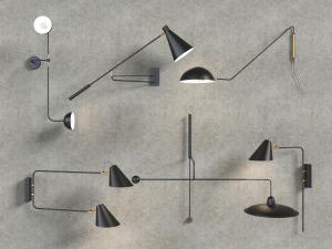 北欧黑色可调整方向的双头壁灯