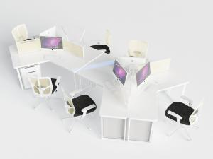 现代白色多人位办公桌椅组合