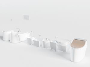 现代白色陶瓷马桶拖把桶