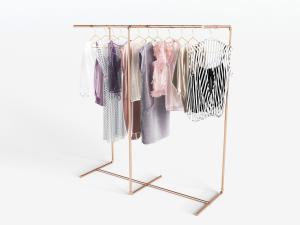现代轻奢金属衣架衣服3d模型 现代轻奢金属衣架衣服