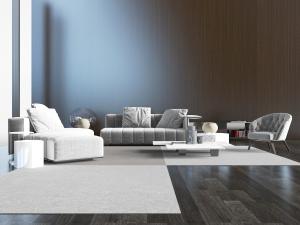 现代灰色无扶手多人沙发贵妃椅休闲椅子组合