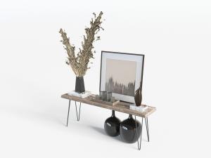 现代实木板端景台3d模型 现代实木板端景台