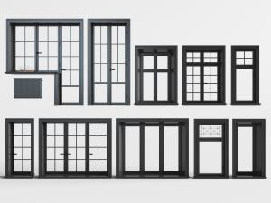 简欧黑色边框的平开窗