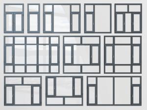 现代黑色金属边框的平开窗