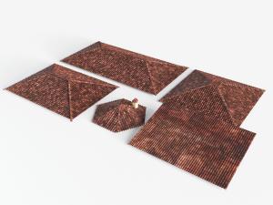 中式古式长方形八角形装饰瓦片的屋檐房顶