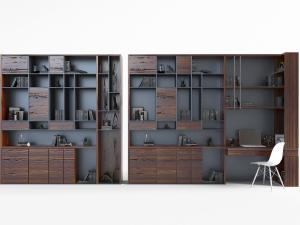 现代带有书桌的装饰组合柜