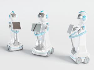 现代带显示屏的可移动机器人