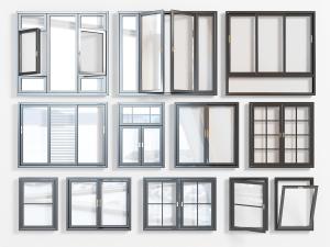 现代大玻璃的平开窗百叶窗