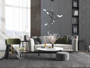 现代轻奢多人沙发休闲椅子茶几组合