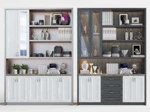 北欧白色实木酒柜装饰柜3d模型 北欧白色实木酒柜装饰柜