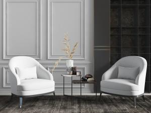 新中式圆形白色单人沙发3d模型 新中式圆形白色单人沙发