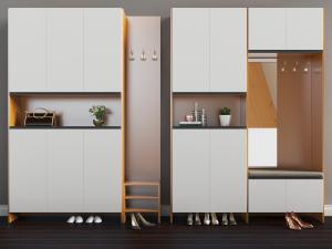 北欧实木带卡座的玄关鞋柜3d模型 北欧实木带卡座的玄关鞋柜