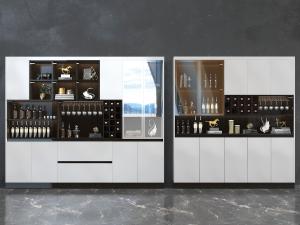 现代白色柜门的酒柜3d模型 现代白色柜门的酒柜