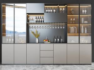 现代光面柜门的酒柜3d模型 现代光面柜门的酒柜
