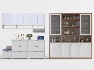 新中式实木玄关鞋柜酒柜3d模型 新中式实木玄关鞋柜酒柜