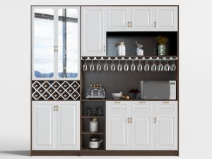 北欧白色柜门实木柜体的酒柜3d模型 北欧白色柜门实木柜体的酒柜