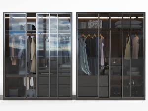 现代玻璃推拉门衣柜