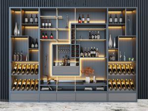 现代装饰灯带的几何收纳酒柜3d模型 现代装饰灯带的几何收纳酒柜