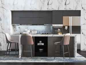 现代大理石带收纳的吧台吧椅