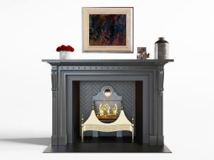 欧式黑色壁炉