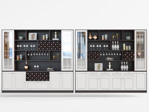 新中式实木酒柜3d模型 新中式实木酒柜