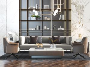 现代多人沙发休闲椅子组合