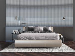 现代布艺双人床床头柜