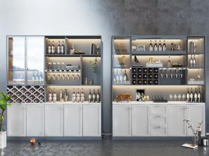 新中式半开放式酒柜3d模型 新中式半开放式酒柜