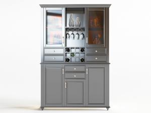 美式实木酒柜3d模型 美式实木酒柜