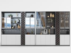 后现代撞色拼接酒柜3d模型 后现代撞色拼接酒柜