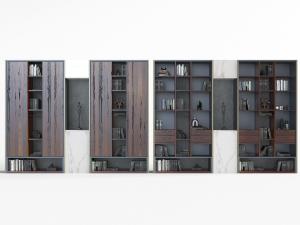 现代嵌入墙体的实木纹理装饰柜