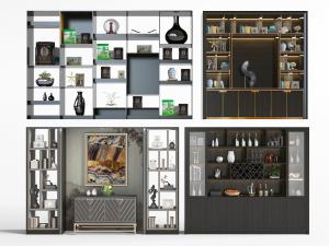 现代开放式装饰柜酒柜3d模型 现代开放式装饰柜酒柜