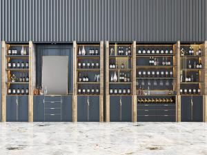 现代轻奢实木酒柜3d模型 现代轻奢实木酒柜