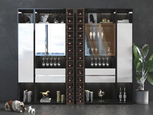 现代实木方格酒柜3d模型 现代实木方格酒柜