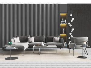 北欧灰色转角多人沙发休闲椅子组合3d模型 北欧灰色转角多人沙发休闲椅子组合